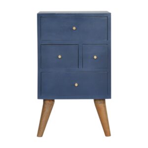 Navy 4 Drawer Bedside