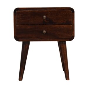 Curved Dark Walnut Bedside