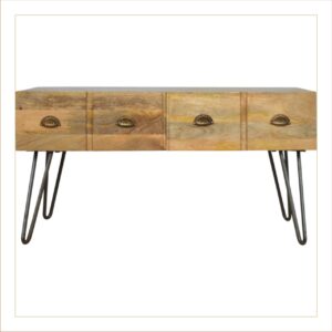 Iron Base Coffee Table with 2 Drawers