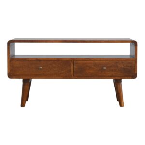 Curved Chestnut Media Unit