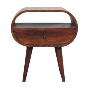 Large Chestnut Circular Open Bedside
