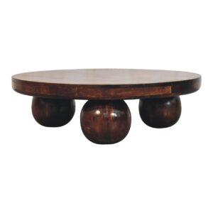 California Walnut Central Table with Ball Feet