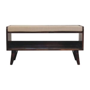 California Walnut bench with mud linen seat pad