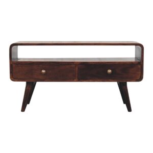 Curved California Walnut Media Unit