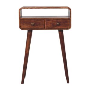 Mini Curved Honey Caramel Console Table