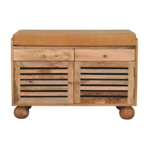 Shutter Oak-ish Shoe Rack with 2 drawers