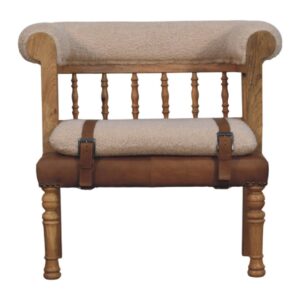 Strapped Hallway Boucle Bench