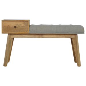 Grey Tweed Bench with 1 Drawer