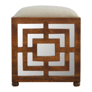 Carved Linen Seat Footstool