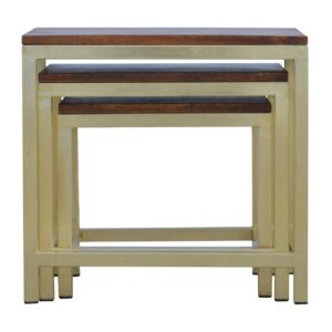 Chunky Gold Stool Set of 3