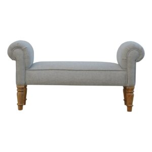 Grey Tweed Bench with Turned Feet