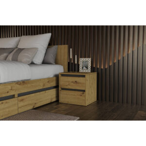 IDEA Oak & White Chest of Drawers with 2 Drawers – Modern Storage Cabinet